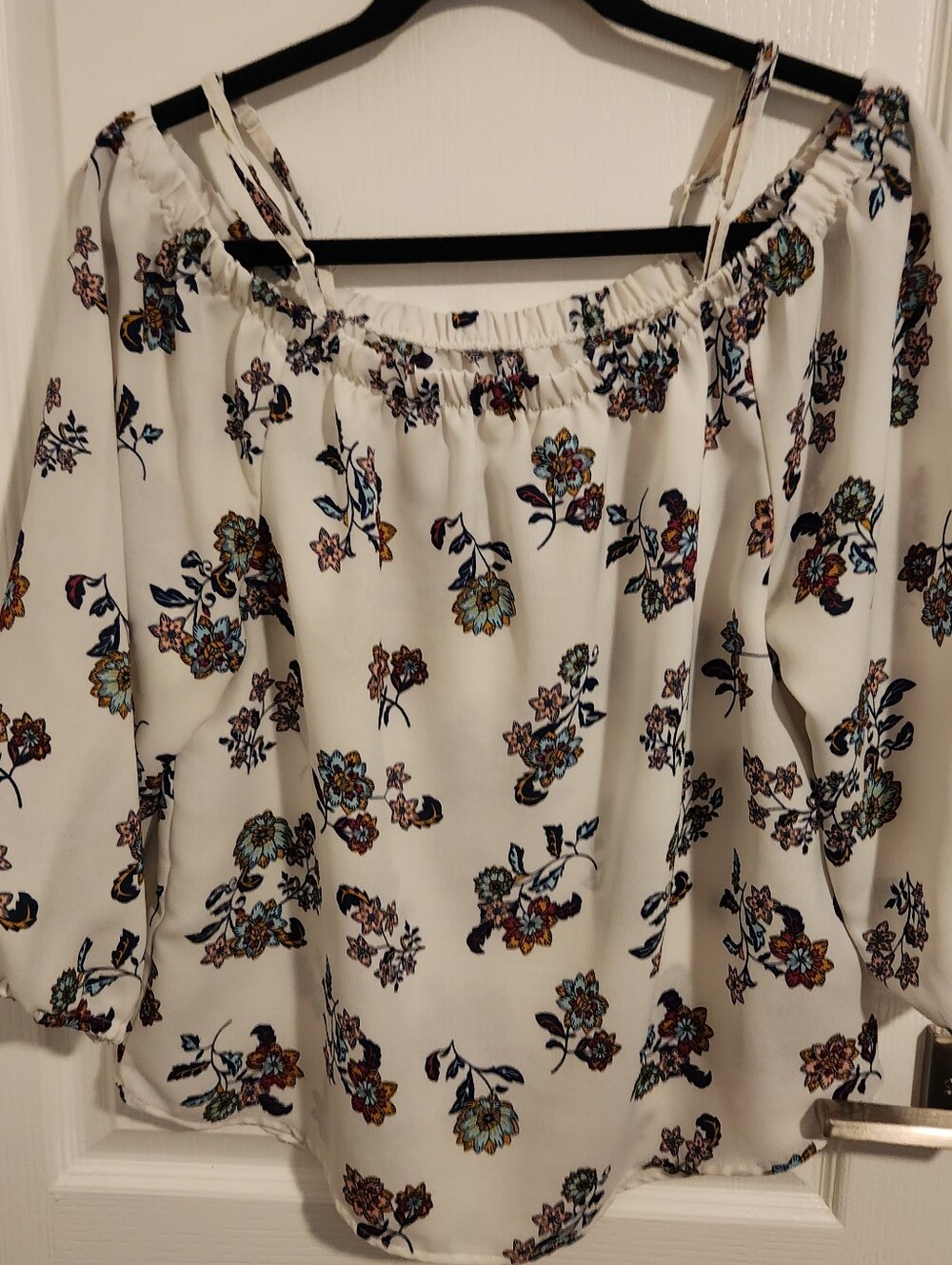 Blush White Floral Off-Shoulder Tunic